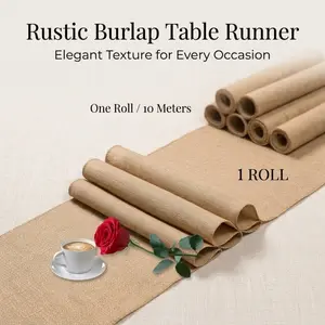 Natural jute table runners, vintage jute tablecloths, perfect for rustic-style decorations at weddings, parties, and dining tables