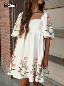 Summer Casual Floral Print Dress with Pockets, Loose Fit Short Dress, Daily Wear, Comfortable and Stylish, Perfect for Warm Weather