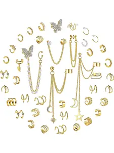 Pack of 42 Ear Cuff Wrap Earrings for Women Chain Earrings Helix Cartilage Clip On Wrap Earrings Cuff Wrap Earring Ear Cuff Dangle Earring Set