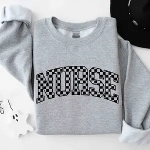 Checkered Nurse Sweatshirt, Registered Nurse, Nurse Life Sweater, New Nurse Graduation Gift for RN, School Nursing Tee