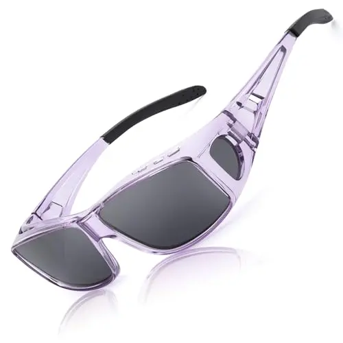 transparent purple frame gray lenses
