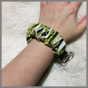 Scrunchie Wristlet Keychain || Green Polka Dots