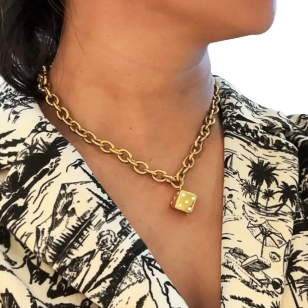 The Gold Dice Chain Necklace - Perfect for Any Occasion