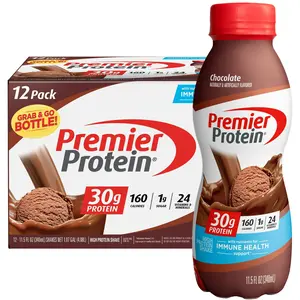 Premier Protein Shake, Chocolate, 30g Protein 1g Sugar 24 Vitamins Minerals Nutrients to Support Immune Health, 11.5 fl oz (Pack of 12)