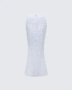 Ambrose White 3D Flower Maxi Skirt