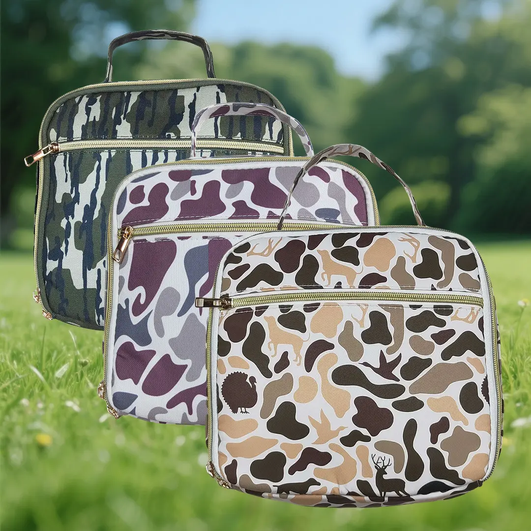 Kids' Mallard Duck Camouflage Lunch Box for Young Hunters, Square Animal Print Insulated Food Carrier with Secure Zipper for Day Trips & Back to School, 8.5''X8.5''X3.5'', Outdoor Theme, Camouflage Pattern, Keeps Meals Fresh, Stylish Outdoor Theme
