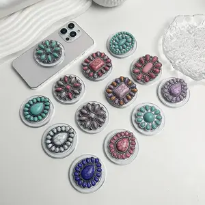 Luxury Turquoise Socket Grip Lazy Bracket Talk Grip For Magsafe IPhone Mac Samsung Safe Ring Finger Expanding Holder