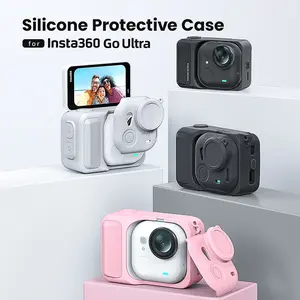 aMagisn Silicone Case for Insta360 GO Ultra, Shockproof Protective Cover with Lens Cap, Lanyard & Quick Release Base, Camera Accessories