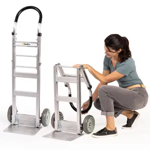 HaulPro Heavy Duty Foldable Hand Truck 500 lb Capacity 8" Rubber Wheels Aluminum Nose Plate Easy Storage for Home Improvement & Building Supplies