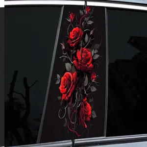 2 pieces of super beautiful red rose themed B-pillar car decal, Sticker for cars, durable vinyl, semi-matte finish, easy to attach - perfect for glass and metal surfaces, - as well as decorative laptops - helmets - motorcycles