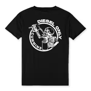 100% Cotton Diesel Only Cummins Skull T - Shirt – Perfect for American Truck Enthusiasts, Edgy Engine - Loving Style, Must - Have for US Auto Culture Lovers