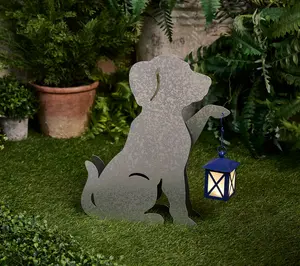 Girl Next Door Metal Silhouette Garden Decor with Lantern