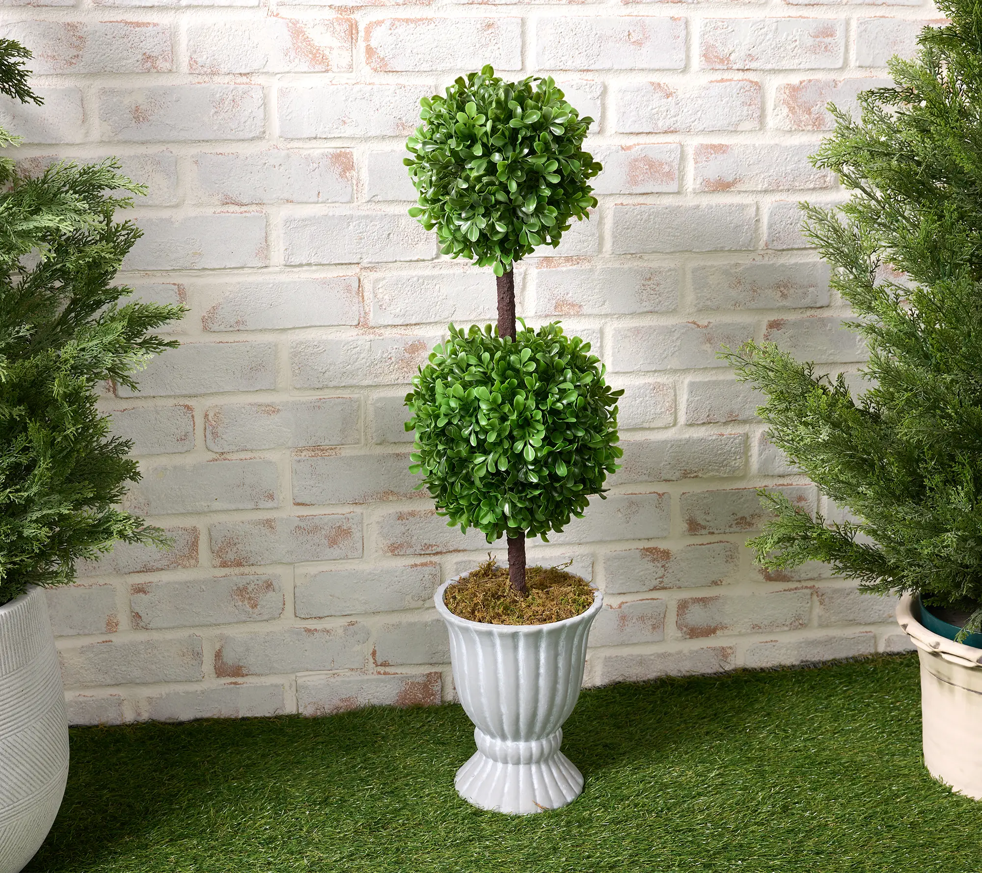 Garden Reflections 32" 2-tier Faux Boxwood Topiary in Urn