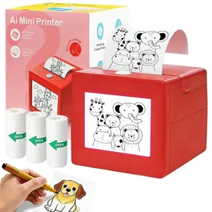 Portable Ai Mini Printer, Inkless Thermal Label Printer, Ideal for DIY Journals, School Notes, Coloring Pages, Home/office/travel Use, Includes 3 Rolls of Labels