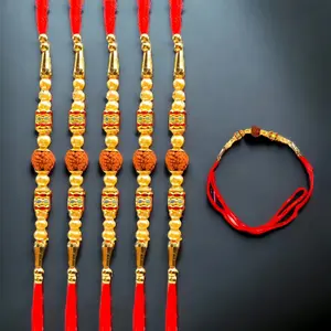 Raksha Bandhan Tradition with Love: Rudraksh Rakhi Set with Handcrafted Elegance | Ideal for Brother & Bhai Dooj Gift | Wholesome Sacred Threads