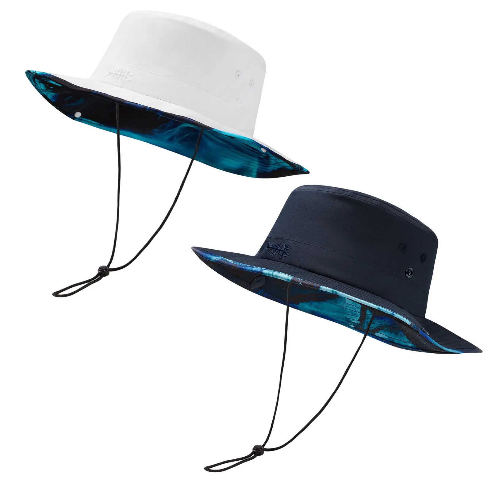 BASSDASH 2 Pack UPF 50+ Patterned Under Brim Foldable Lightweight Bucket Sun Hats for Fishing Hiking Safari Men Women FH18