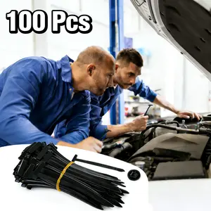 100 Pcs Nylon Universal Cable Tie Buckle - New T Multifunctional Nylon Zip Ties With Pin & Button Design Plastic Cable Fixion Tools Fasteners UV Resistant Zipties for Cars Daily Repair Bumper Clips