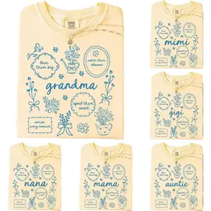 Comfort Colors Custom Floral Grandma Shirt, Floral Mama T-Shirt, Personalized Mothers Day Gift, Mama Nana Auntie Mimi Gigi Grammy Shirt - AG