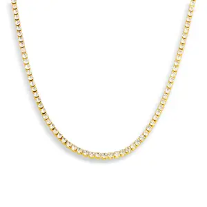 EVRY JEWELS Gold or Silver Plated Women's Hypoallergenic Icy Tennis Necklace EVRY JEWELS Gold or Silver Plated Women's Hypoallergenic Icy Tennis Necklace