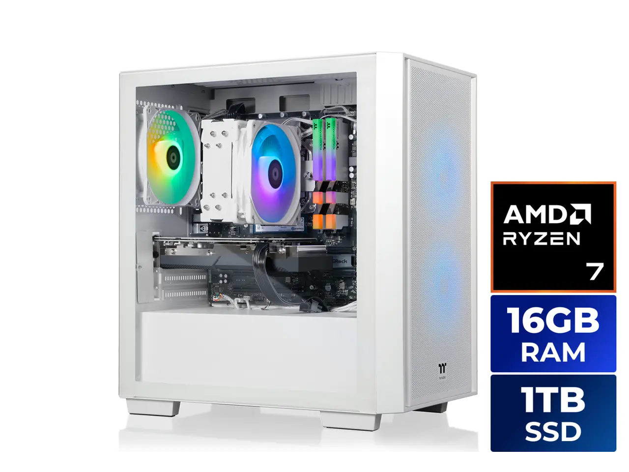 Thermaltake Gaming Desktop PC NE R76-H16 AMD Ryzen 7 5700 16GB DDR4 1TB SSD AMD Radeon RX 7600 Windows 11 Home