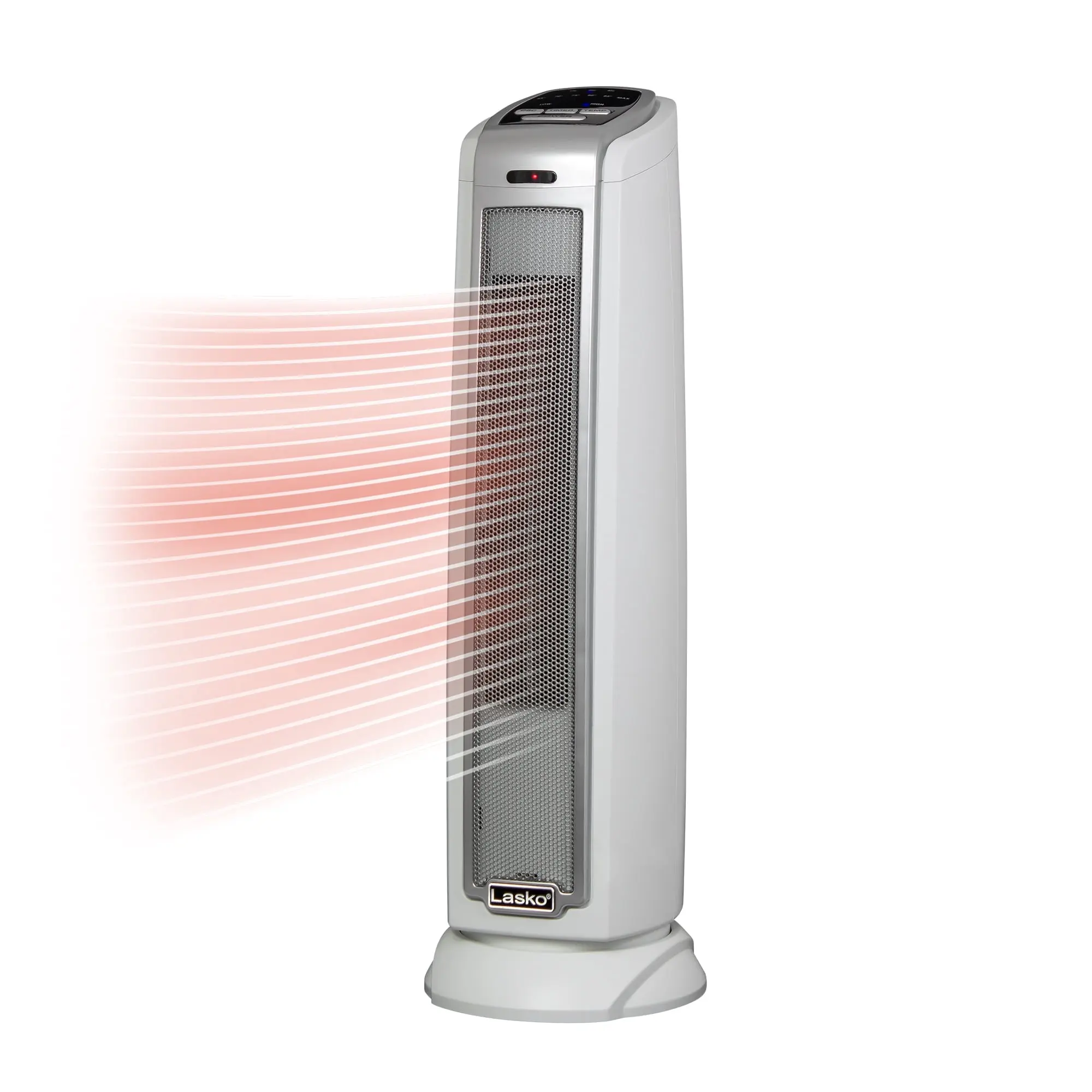 Lasko 22.5 1500W Oscillating Ceramic Tower Electric Space Heater, with Timer, White, 5775