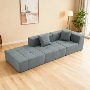 Eyisean 106"/145" Boneless Sofa, Modular Sectional Cloud Couches with 3/6 Seat , Convertible Memory Foam Floor Sofa with Pillows, Oversized Upholstered Chaise for Living Room, Apartment, No Assembly Required