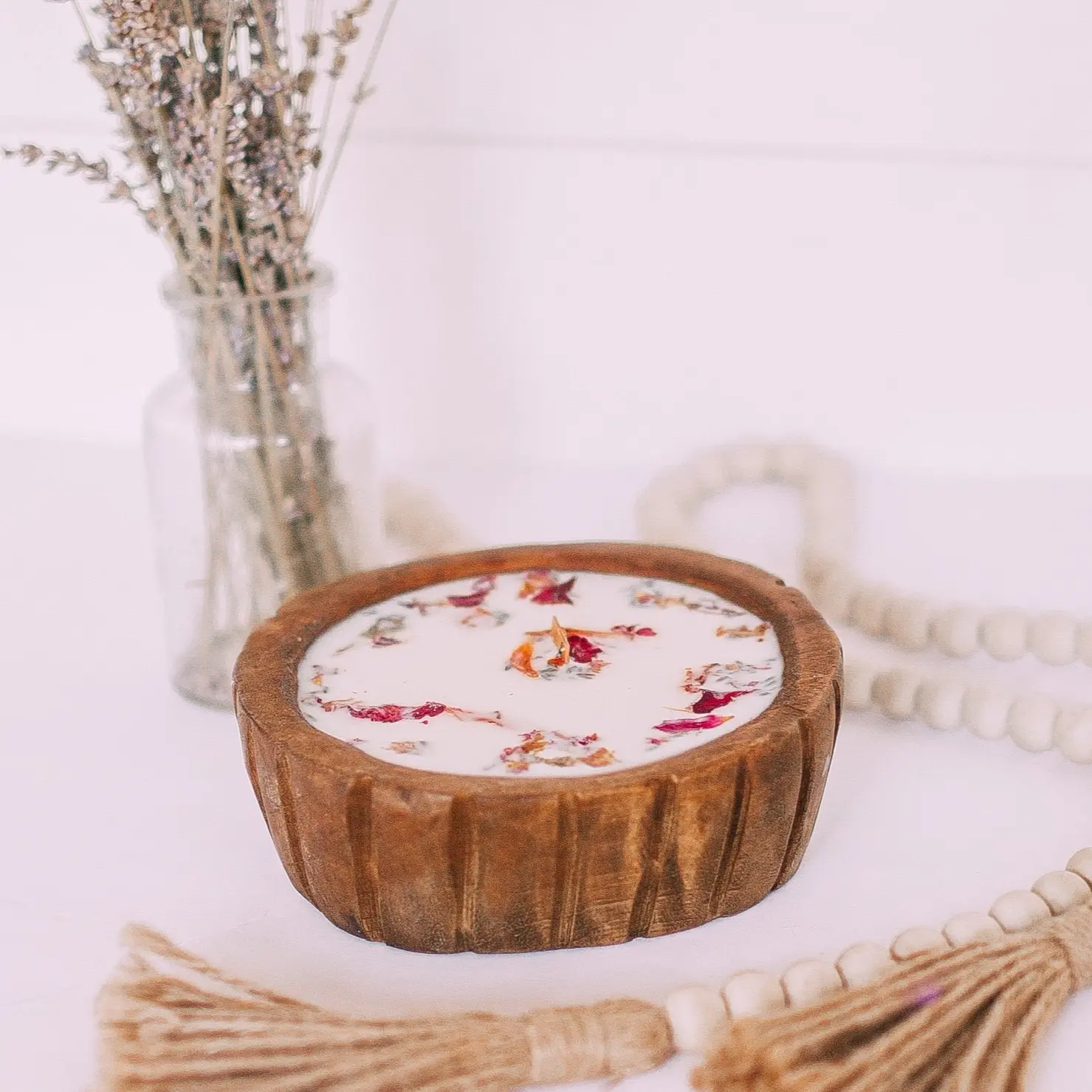 Ridgy Dough Bowl Soy Wax Candle w/ Wooden Crackling Wick
