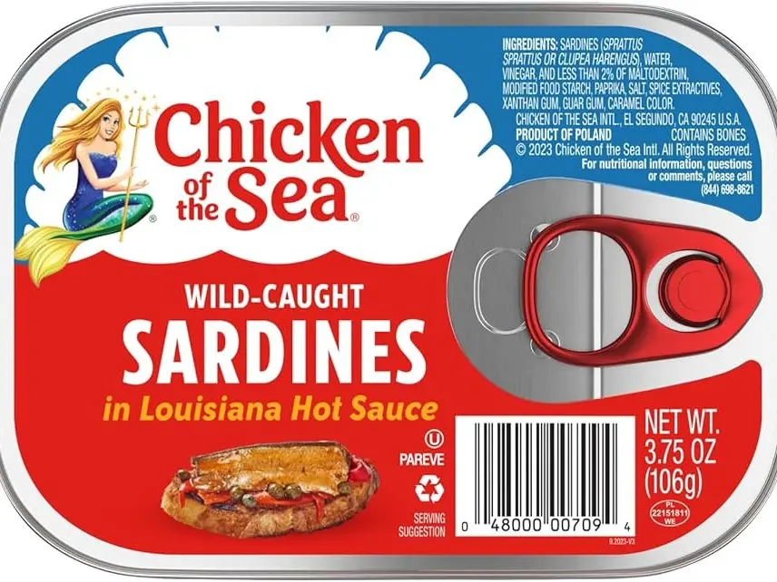 Chicken of the Sea Sardines in Louisiana Hot Sauce, 3.75 oz. Cans (Pack of 3), Wild Caught Sardines Chicken of the Sea Sardines in Louisiana Hot Sauce, 3.75 oz. Cans (Pack of 3), Wild Caught Sardines
