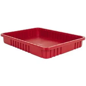 Quantum Storage Systems Divisible Plastic Rectangle Organizer Box - 100 Lb Load Capacity Red Polypropylene Organizers, Space-Saving Stackable Universal Container, 22.5" L x 17.5" W x 3" H DG93030RD