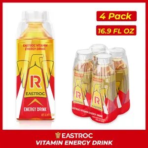 Eastroc Non-Carbonated Vitamin Energy Drink w Shot Cup – Natural Caffeine, Taurine, B Vitamins for Focus, Stamina & Metabolism Support