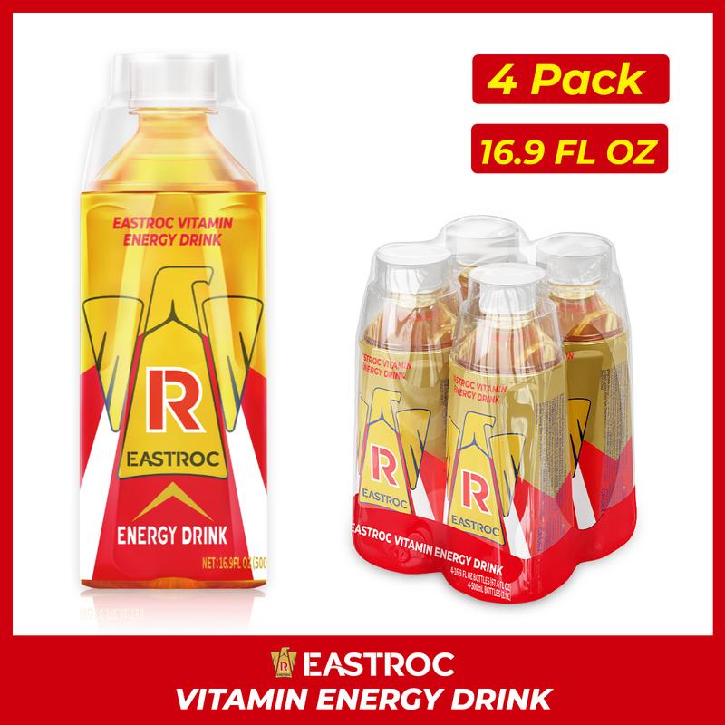 Eastroc Non-Carbonated Vitamin Energy Drink w Shot Cup – Natural Caffeine, Taurine, B Vitamins for Focus, Stamina & Metabolism Support