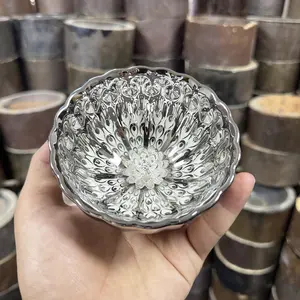 Exquisite Silver Teacup with Intricate Peacock-Inspired Texture and Floral Accent -303
