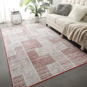 6X9 Feet Washable Area Rugs Modern Abstract Large Carpet for Living Room, Bedroom,Dining Room,Office Nursery, Non Slip Backing, Geometric Pattern Thin Indoor Carpet ,Home Decor,Pet And Child Friendly, Blue, Grey, Red, Khaki, 4x6,5x8,6x9 Feet