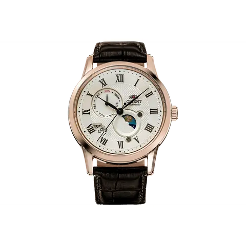 Men's Orient 42.5mm Automatic Dress Watch - Sapphire Crystal, Leather Strap, Stainless Steel Case, Luxury Masculine Wristwatch, Calendar, Clasp, 12 Months Warranty, Model RA-AK0007S30B
