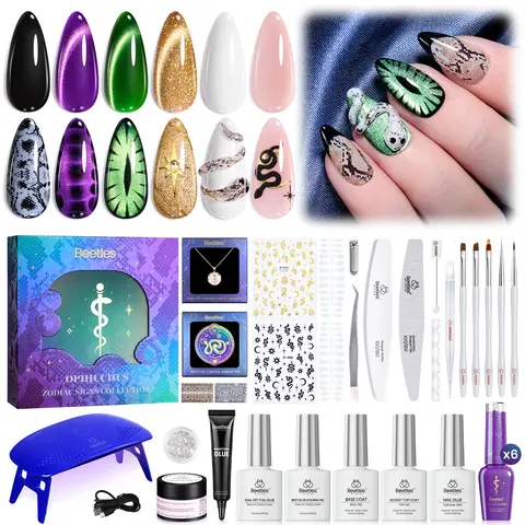 Beetles 12 Constellations The Ophiuchus's Sign Assorted Shades Gel Polish Gift Box - Soak-Off UV Light Gel Care Set for Adults, Long-Lasting DIY Home Manicure, Easy Nail Art, Glossy Birthdays Beauty Product