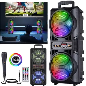 TWS Fuction Bluetooth Speaker & Dual Woofers LED Party Lights FM Radio USB/TF Microphone Loud Speaker