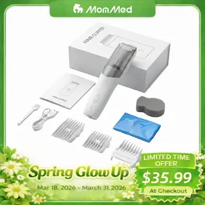 MomMed Baby Hair Clippers, Ultra Quiet Electric Vacuum Baby Clippers with Charger Base, Cordless Rechargeable Waterproof Haircut Kit for Kids & Men