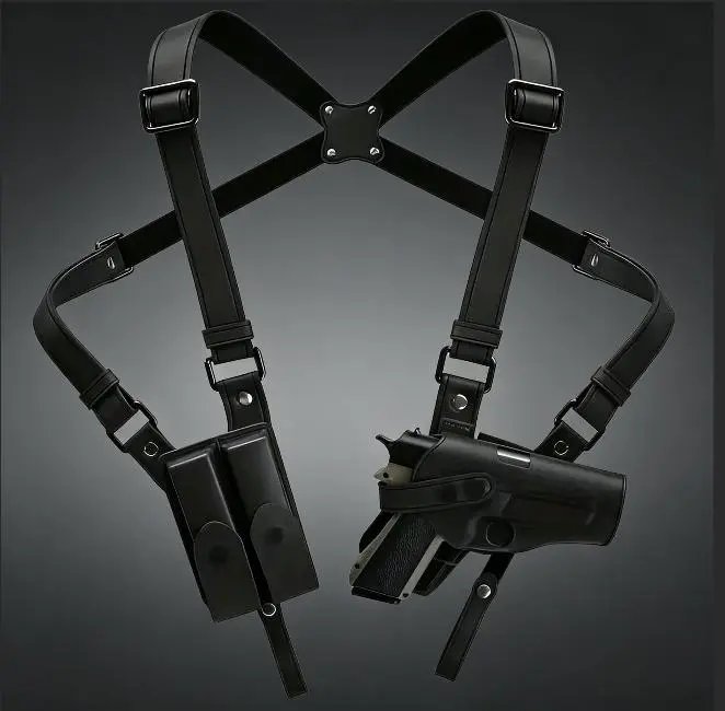 92-type G-series cowhide tactical ready-stock pistol bag, tactical double-shoulder suit-style underarm leather gun bag, invisible quick-draw 1911 pistol holster