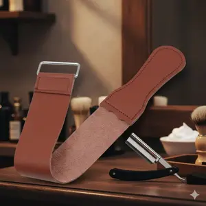 Professional Leather Strop for Straight Razors Kitchen Knives Blades Sharpening Tool Durable Honing Strap Keeps Edge Sharp Barber Tools Cutlery Accessories