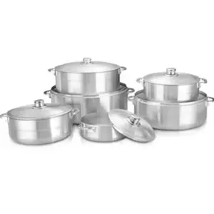 Calderos set de 12pcs  de aluminio con tapadera de aluminio