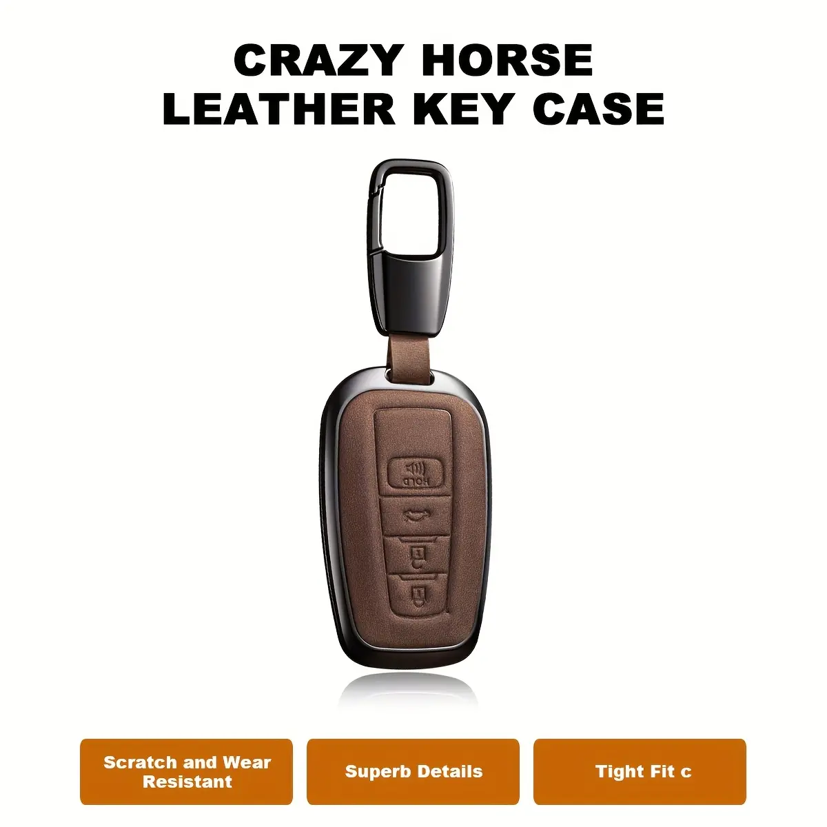 Suitable for Toyota Camry RAV4 Keychain Cover, with Keychain, Suitable for Golf Corolla Avalon C-HR Prius GT86 Keychain Case High-grade Leather 360-degree Protector Keychain