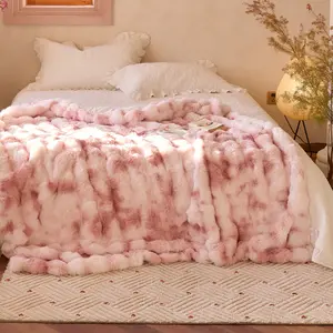 ROSEKIND Fluffy Weighted Faux Rabbit Fur , Soft Cloud Fluffy Fuzzy  Cozy Plush Fleece  Blanket, Thick Warm Blanket Gifts for Women,The  Blanket  For Stress & Anxiety,Soft  Warm marshmallow Comforter,soft elastic breathable