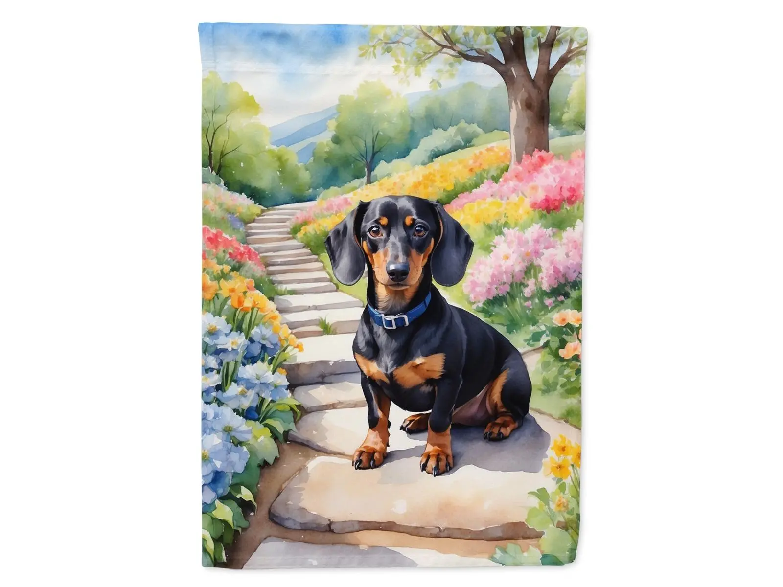 Decorative Outdoor Rectangular 40x28 in. Dachshund Spring Path Garden House Flag