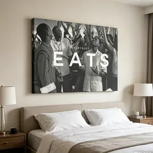 Paid in Full Everybody Eats Poster - Classic Cult Movie Wall Art, Hypebeast Black & White Canvas Print, Trendy Decor for Bathroom, Restroom & Kids Room, Movie Fan Collectible