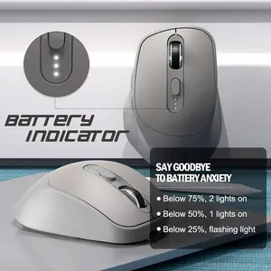 Rechargeable Wireless Mouse BT & 2.4g, Ergonomic Design, Portable USB Receiver, Compatible with PC MAC Laptop Computers, Wireless Office Mouse