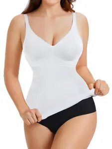 Women's Minimalist Solid Adjustable Strap Shapewear Cami Top, Spring Basic Compression Tank Top for Lady, Seamless Comfort Shapewear Tummy Control Top for Daily Wear, Womenswear Underwear, Fall Wear 2024, Tops for Women, Seamless Body Shaper