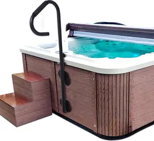 Hot Tub Handrail, 360° Rotatable Spa Side Handrail with 18"～48" Adjustable Height, Hot Tub Hand Rail with Slide-Under Base and Non-Slip Grip for Indoor & Outdoor, 600LBS Capacity