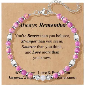 Moonstone Beads Bracelets for Women, Stainless Steel Gemstone Bracelet, Always Remember Gifts, Stocking Stuffers for Women, Valentines Mothers Day Birthday Graduation Gifts