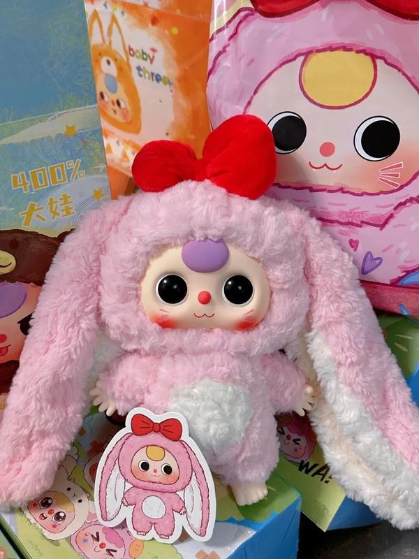 Baby Three 400% Scale V1 Baby Blind Box | 12+1+2 Hidden Styles | Ultra-Soft Cuddly Heart-Themed | Collector's Gift for Adults & Kids (Display/Play)