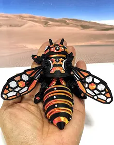 Articulated Cyber Bee Fidget Toy - 3D Printed 4.5" Executive Desk Toy Magnetic Design for Fridge Magnet